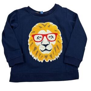 Andy & Evan Boys Long Sleeve Crew Neck Navy Blue Lion Novelty Patch Tshirt 4